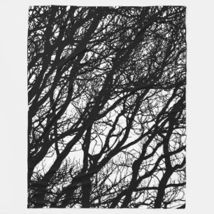 Tree Branches in Winter High Contrast v2 Fleece Blanket