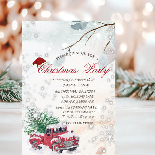 Tree Branches Red Truck Company Party Invitation