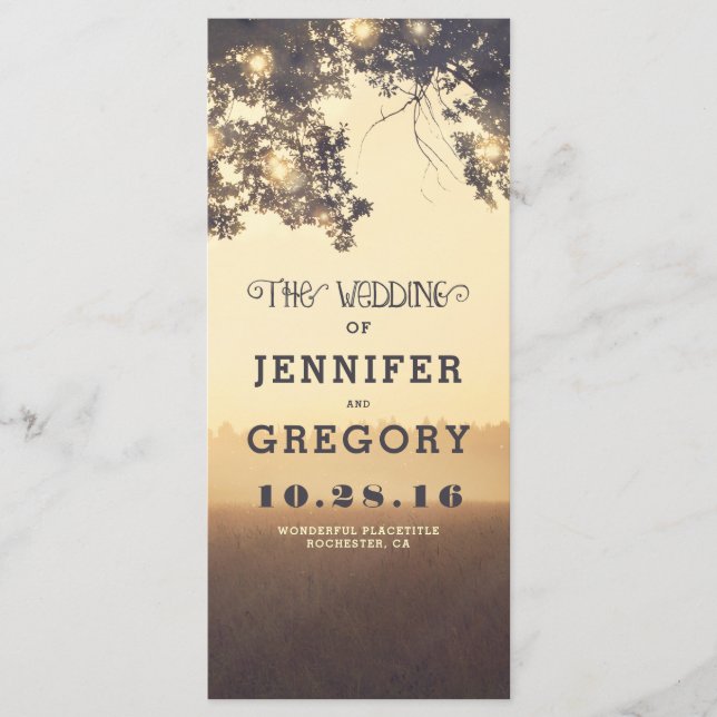 Tree Branches Summer Evening Wedding Programs Programme (Front)
