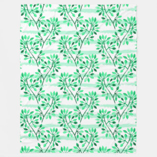 Tree branches with leaves fleece blanket