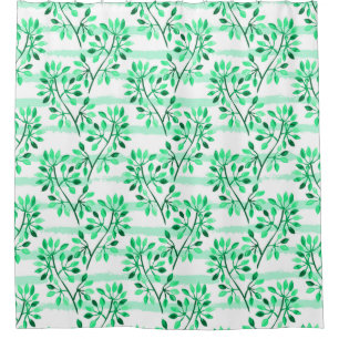 Tree branches with leaves shower curtain