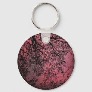 Tree Branchs Red Background Key Ring