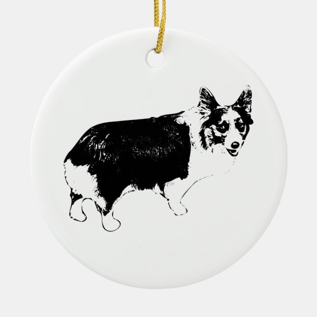 Tree-Bright Corgi Turn Ceramic Tree Decoration (Front)