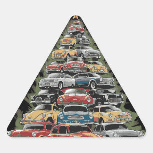 Tree Car Christmas Tree Classic Cars Muscle Cars Triangle Sticker