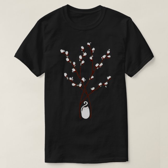 tree cat willow buds flowers tree  T-Shirt (Design Front)