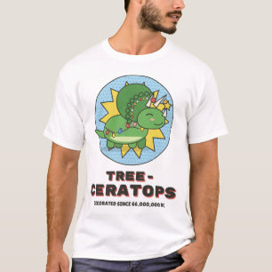 Tree-ceratops Dinosaur Christmas Tree Pun T-Shirt