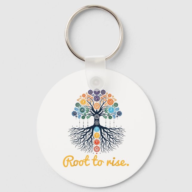 Tree Chakras ~ Root To Rise ~ Zen Yoga Chakra Medi Key Ring (Front)