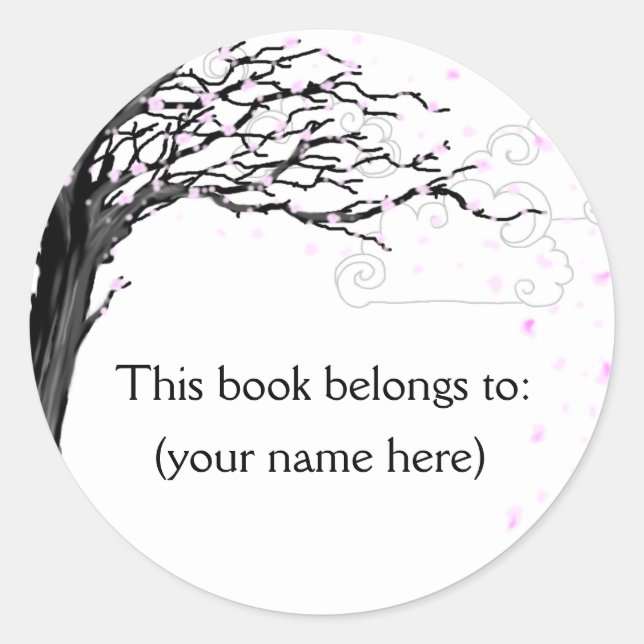 Tree, cherry blossom classic round sticker (Front)