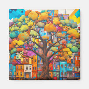 Tree Civilisation Concept Abstract Colourful Paint Magnet