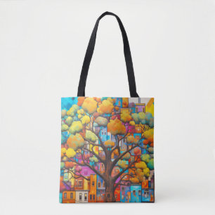 Tree Civilisation Concept Abstract Colourful Paint Tote Bag