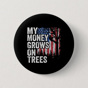 Tree Climbing American Flag Arborist My Money Grow 6 Cm Round Badge