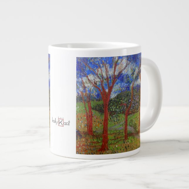 Tree colourful large coffee mug (Front Right)