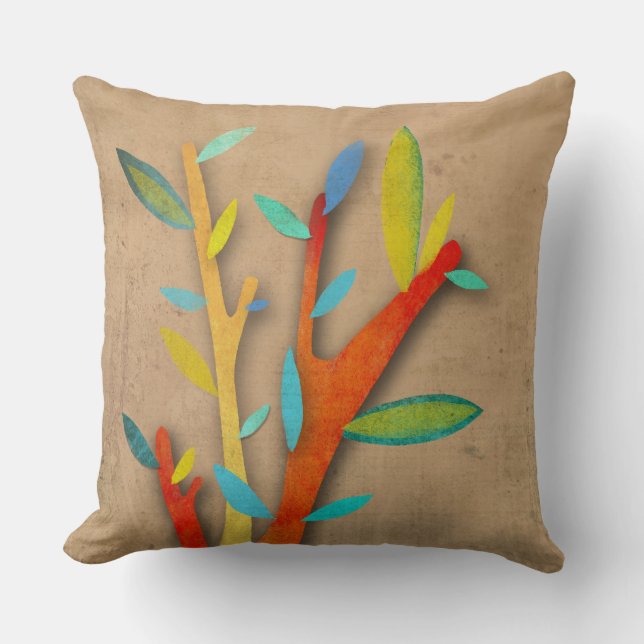 Tree Colourful leaves Cushion (Front)