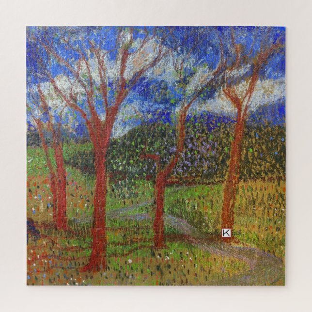 Tree colourful wood print jigsaw puzzle (Vertical)