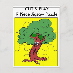 Tree, CUT & PLAY 9 Piece Jigsaw Puzzle Postcard