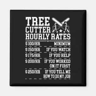 Tree Cutter Hourly Rate Funny Lumberjack Arborist  Magnet