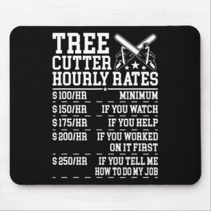 Tree Cutter Hourly Rate Funny Lumberjack Arborist Mouse Pad