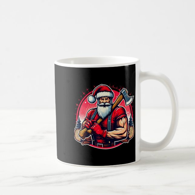 Tree Cutter Santa Funny Lumberjack Christmas Logge Coffee Mug (Right)
