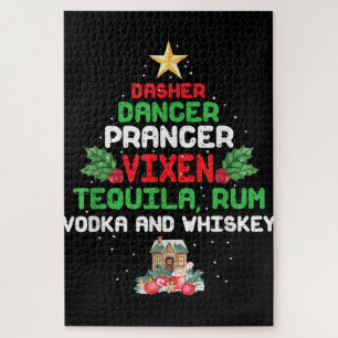 Tree Dasher Dancer Prancer Vixen Tequila Whiskey Jigsaw Puzzle