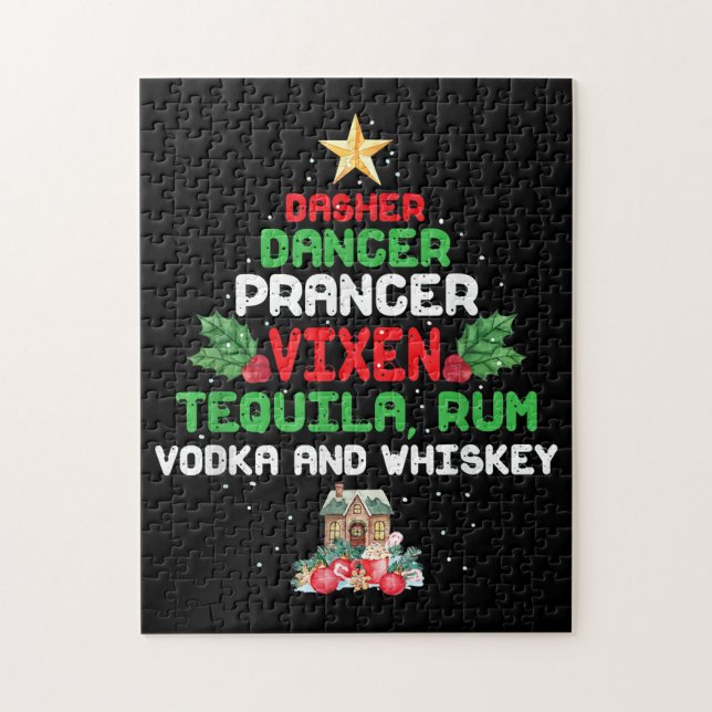 Tree Dasher Dancer Prancer Vixen Tequila Whiskey Jigsaw Puzzle (Vertical)