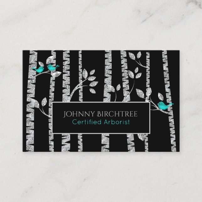 *~* Tree Doctor Birch Trees Blue Birds Arborist Business Card (Front)