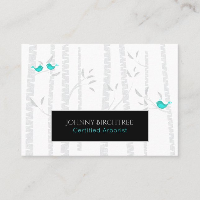 *~* Tree Doctor Blue Birds Arborist Birch Tree Business Card (Front)