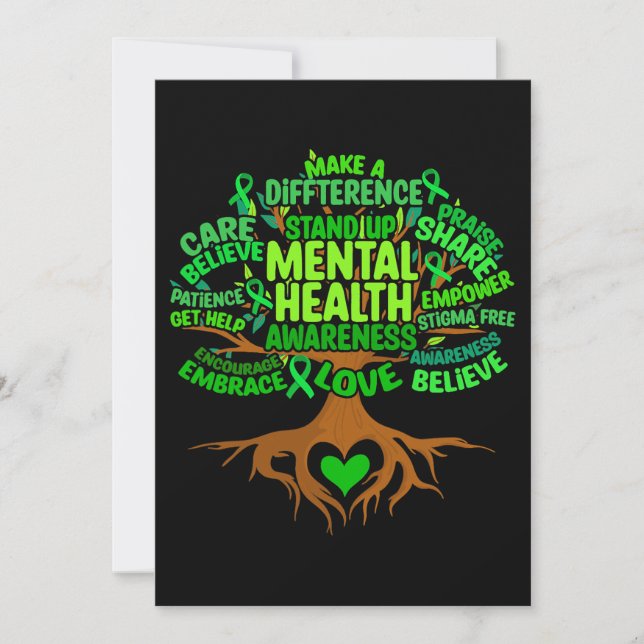 Tree Drawing Word Art Mental Health Awareness Wome Invitation (Front)