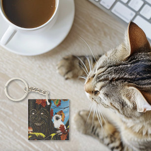 Tree Ent Cat Autumn Fantasy Key Ring
