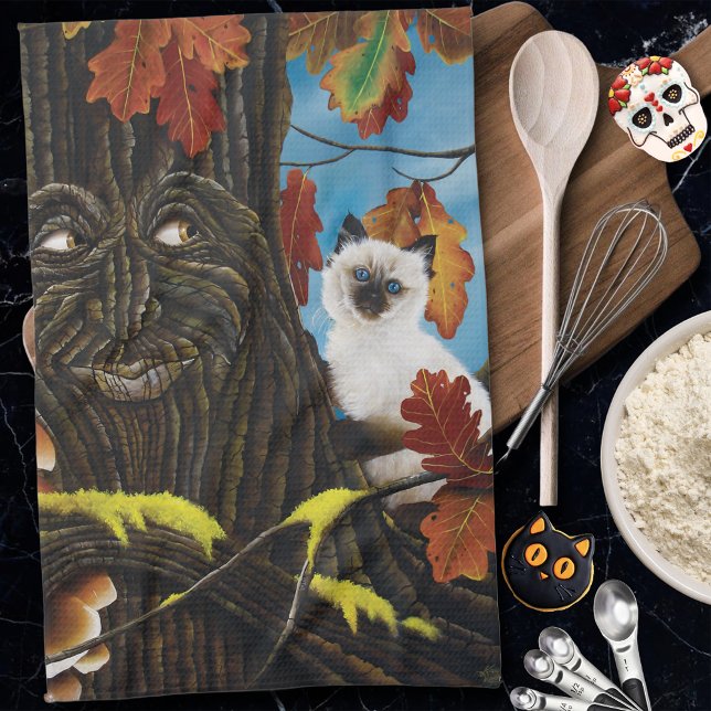 Tree Ent Cat Autumn Fantasy Tea Towel (Creator Uploaded)