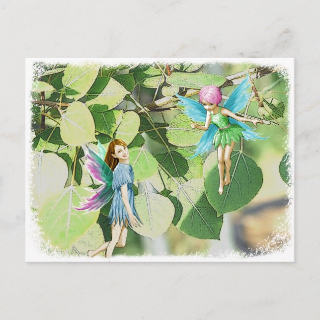 Tree Fairies among Quaking Aspen Leaves Postcard (Front)