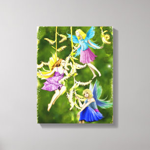 Tree Fairies on the Weeping Willow Canvas Print
