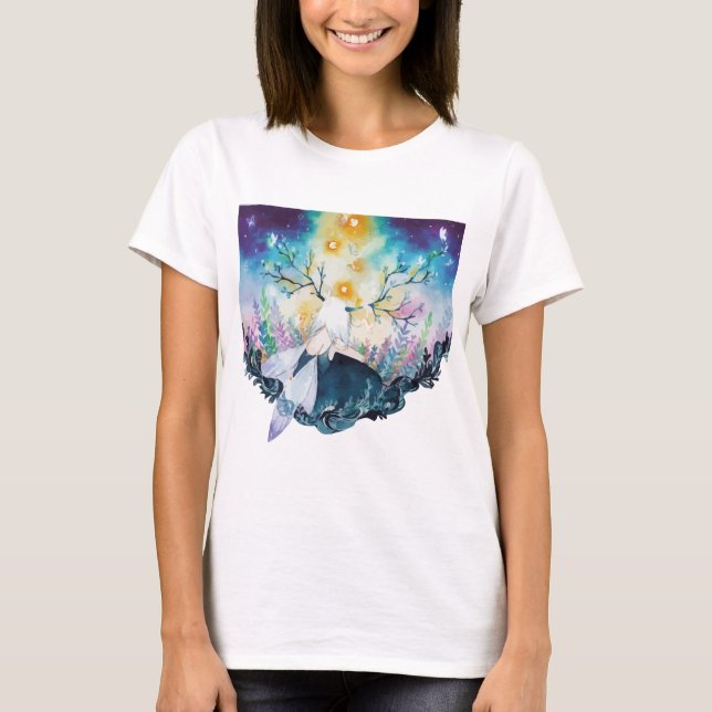 Tree Fairy Digital Art T-Shirt (Front)