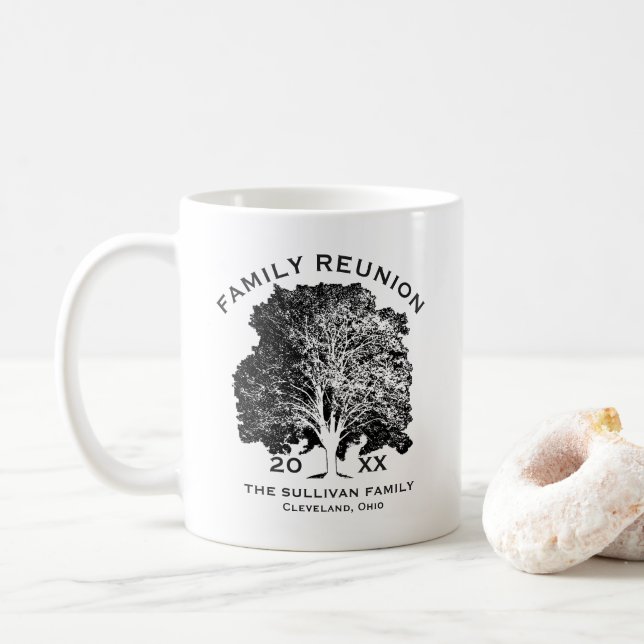 Tree Family Reunion Keepsake Personalised Coffee Mug (With Donut)
