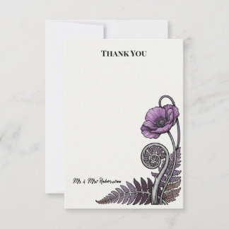 Tree Fern and Poppy Botanical Thank You Card