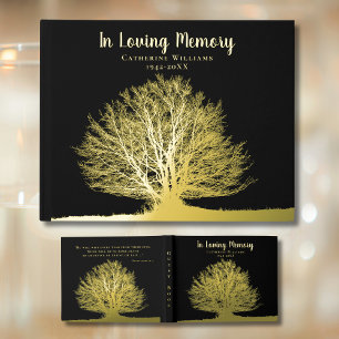Tree Foil Funeral Guest Book In Loving Memory 