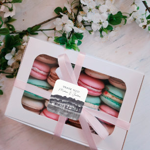 Tree Forest Mountain Black & White Thank You Favou Square Sticker