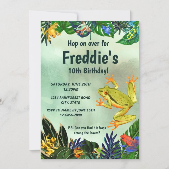 Tree Frog Birthday Invitation (Front)
