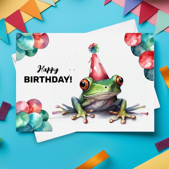 Tree Frog Cute Tropical Amphibian Happy Birthday  Card (Creator Uploaded)