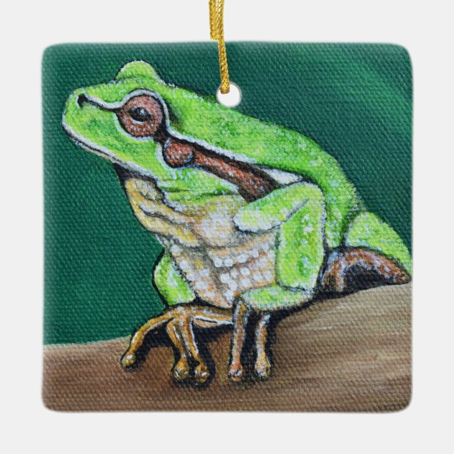 Tree Frog Painting Ceramic Ornament (Front)