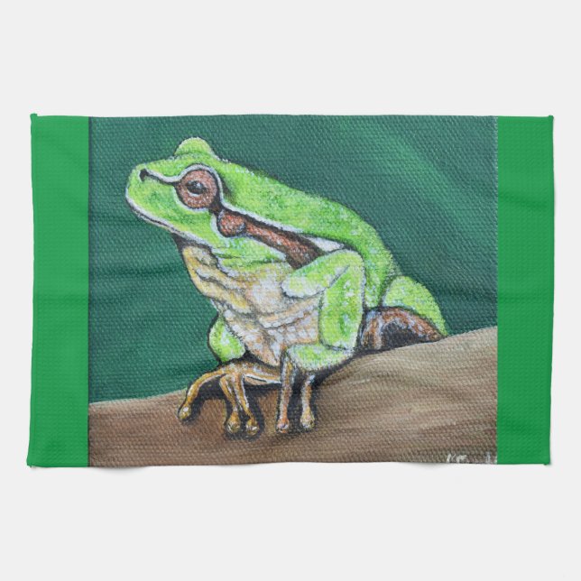 Tree Frog Painting Tea Towel (Horizontal)