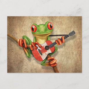 Tree Frog Playing Canadian Flag Guitar Postcard
