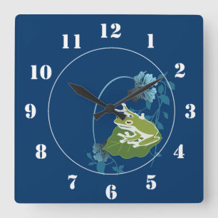 tree frog square wall clock