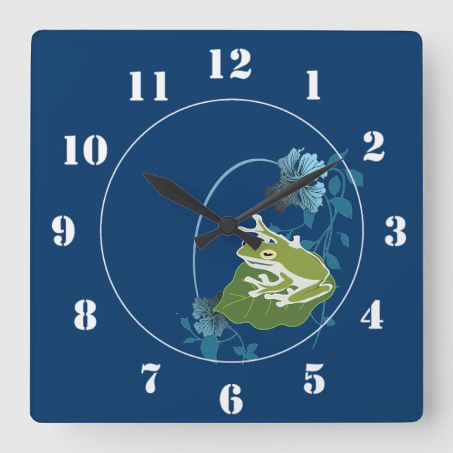 tree frog square wall clock (Front)