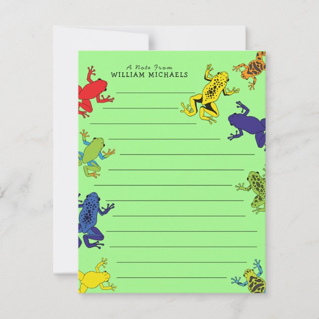 Tree Frogs Cute Kid's Flat Stationary Cards (Front)