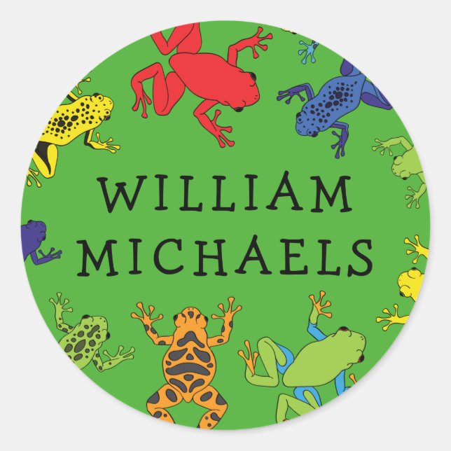 Tree Frogs Cute Kid's Name Envelope Seal Stickers (Front)
