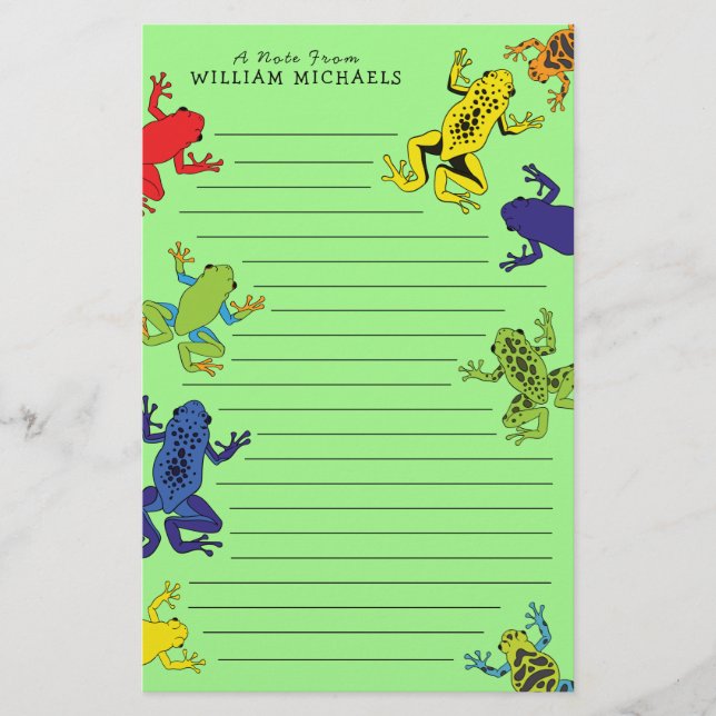 Tree Frogs Cute Kid's Stationery (Front)