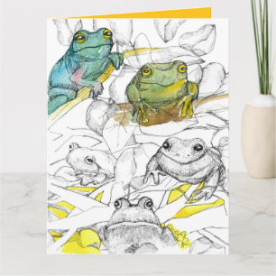 Tree Frogs Hang In There Encouragement Positive Card