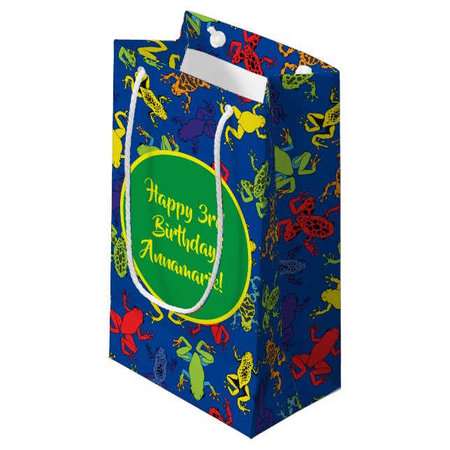 Tree Frogs Kids Birthday Cute Small Gift Bag (Front Angled)