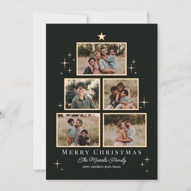 Tree Gallery Editable Colour Holiday Photo Card (Front)