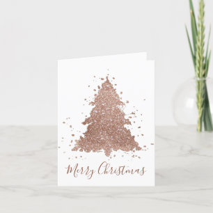 Tree Glam Holiday Copper Rose Gold Custom Script Card